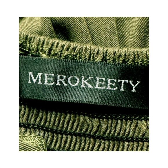 Merokeety MSRP $69 Shirred A-line Dress Flutter Sleeve V-neck Boho Stretch Small - Picture 5 of 7